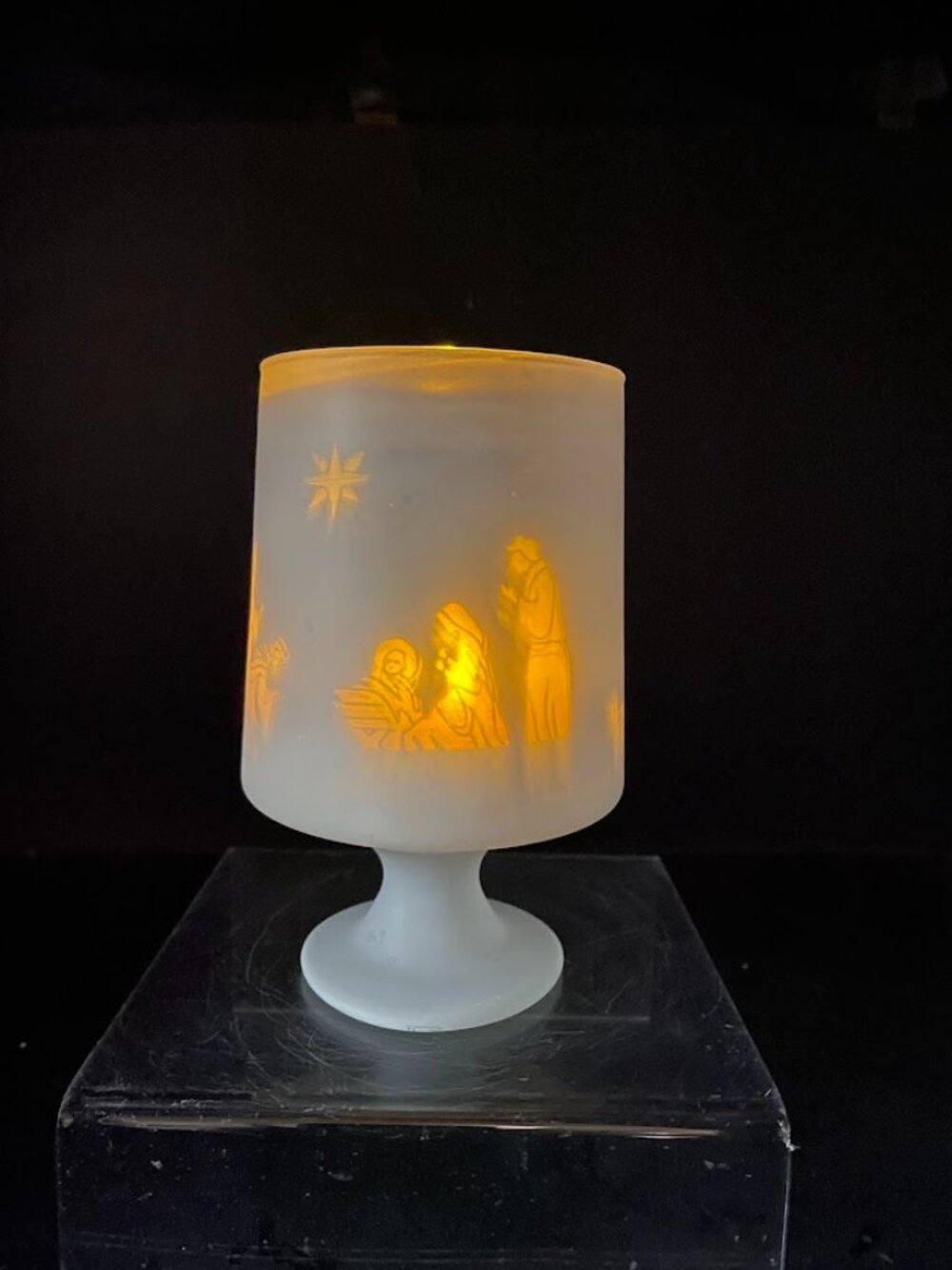 Vintage LE Smith Animates Vintage Fairy Lamp Tea Light Candle Holder Nativity